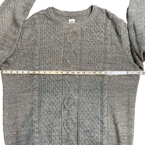 GAP Mens Grey Crew Neck Cable Knit Sweater Size XXL Preppy Grandpacore Academia - Picture 8 of 10